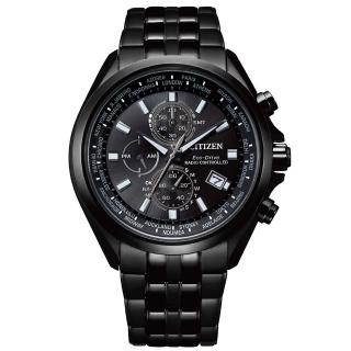 【CITIZEN 星辰】GENTS光動能電波對時不鏽鋼藍寶石玻璃三眼錶44mm(AT8205-83E)