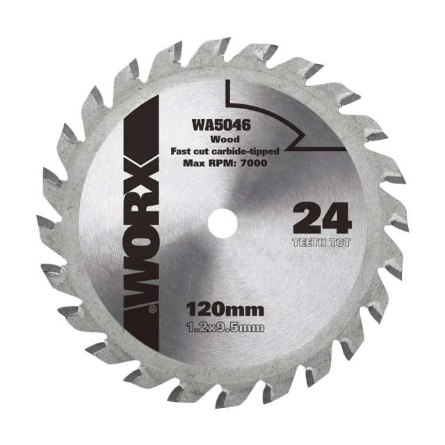 【WORX 威克士】120mm 24T 木工鋸片 TCT硬質合金鋸片(WA5046)