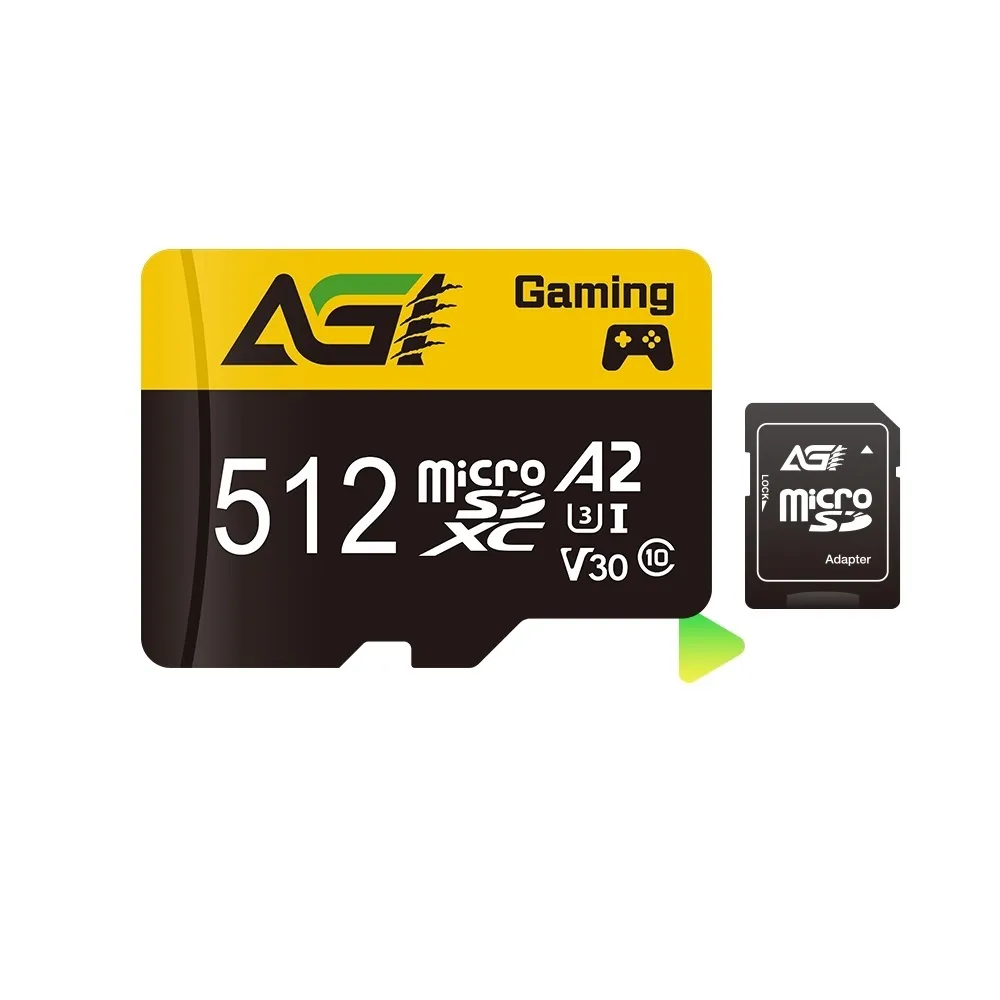 【AGI 亞奇雷】microSDXC  UHS-I A2  V30 512G 記憶卡 附轉卡(Made in Taiwan)