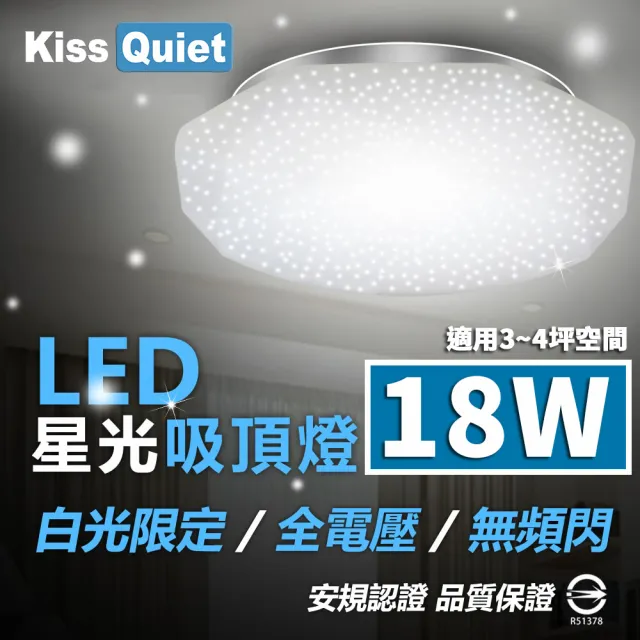 【KISS QUIET】LED 吸頂燈 22W亮度18W功耗-1入(吸頂燈 樓梯燈 陽台燈 浴室燈 玄關燈 廁所燈 崁燈 燈泡)