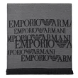 【EMPORIO ARMANI】經典字母LOGO雙色羊毛流蘇圍巾(淺灰色)