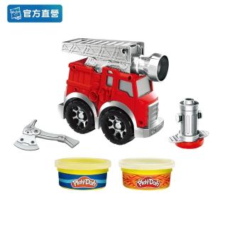 【PLAYDOH 培樂多】車輪系列-消防車遊戲組 F0649(車子玩具/無毒黏土/男孩黏土玩具/禮物)
