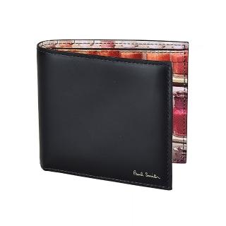 【Paul Smith】PAUL SMITH金字LOGO彩色油漆罐設計8卡牛皮對折短夾(黑)