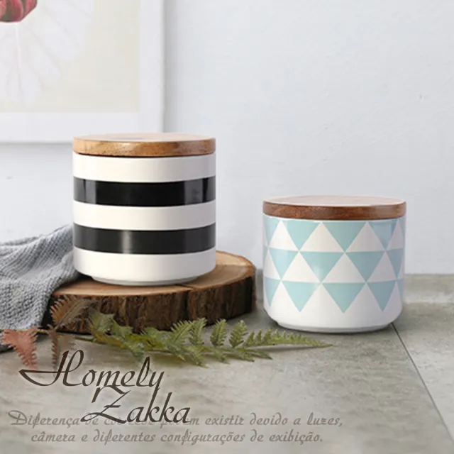 【Homely Zakka】北歐簡約幾何帶蓋陶瓷密封罐/儲物罐/收納罐_2款任選 (收納罐 調味罐 食物罐 保鮮罐)