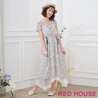 【RED HOUSE 蕾赫斯】小碎花綁帶長洋裝(共2色)