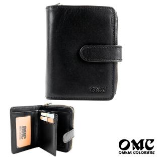 【OMC‧植鞣革】11卡1照活頁牛皮短夾95171(黑色)