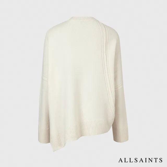 【ALLSAINTS】LOCK 簡約時尚不對稱下擺羊駝毛混紡針織毛衣-象牙白 WK159T