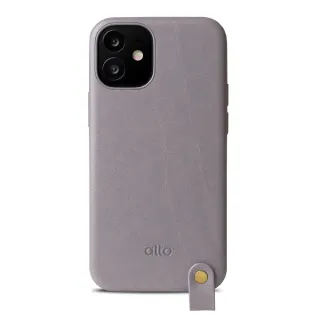 【Alto】iPhone 12 Mini Anello 360系列 5.4吋 頸掛式皮革防摔手機殼 - 礫石灰(附頸掛繩)