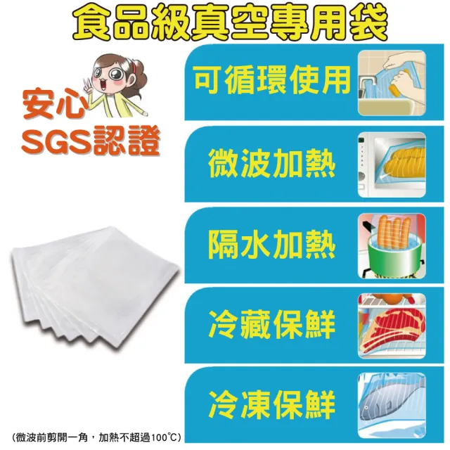 【豪割達人】加厚SGS真空袋大50+小50(25x30cm、20x25cm真空機密封口 食物網紋路收納壓縮保鮮低溫烹調)