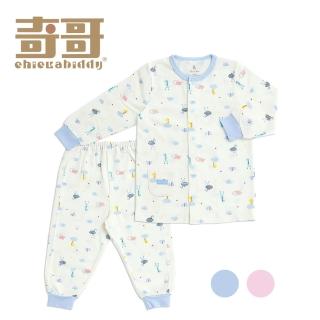 【奇哥官方旗艦】Chic a Bon 長頸鹿全開套裝/居家服/睡衣-羊毛保暖布 6- 36個月(2色選擇)