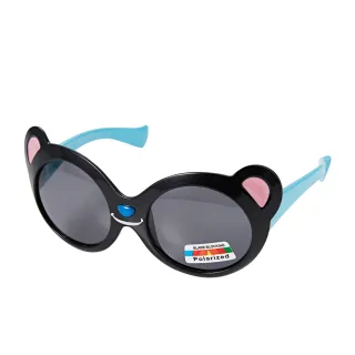 【Z-POLS】橡膠軟質彈性大兒童款黑水藍配色 Polarized頂級偏光抗UV400太陽眼鏡(兒童專用偏光眼鏡)