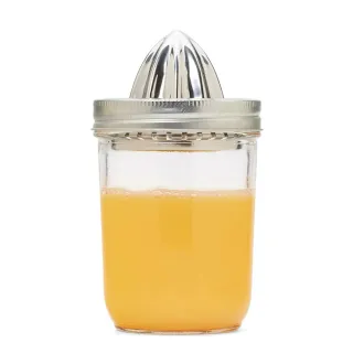 【美國Ball組合】Jarware x Ball 寬口隨手榨汁玻璃梅森罐/水果榨汁器(不鏽鋼)