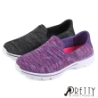 【Pretty】女 休閒鞋 懶人鞋 健走鞋 透氣 彈力(紫色、黑色)