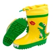 【布布童鞋】3D立體恐龍亮彩黃色束口款兒童橡膠雨鞋(O0N13AK)