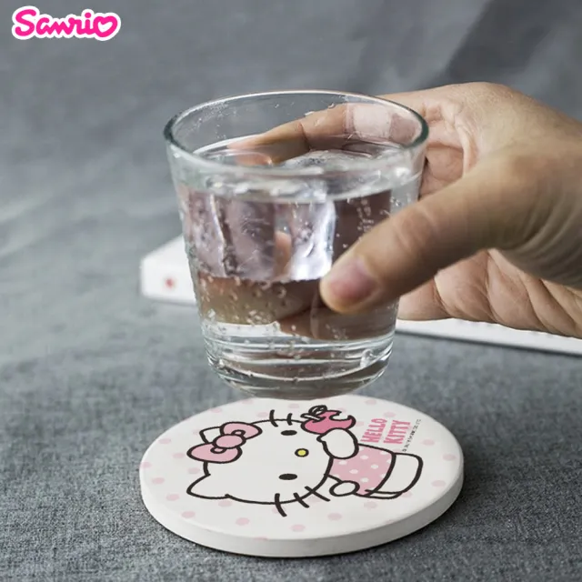 【收納王妃】三麗鷗 Sanrio Hello Kitty珪藻土杯墊2入組 矽藻土 硅藻土(10x10cm)
