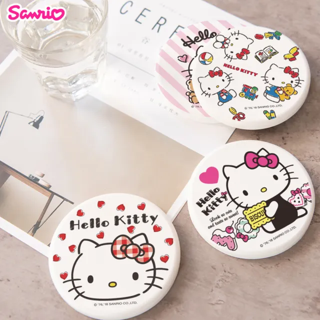 【收納王妃】三麗鷗 Sanrio Hello Kitty珪藻土杯墊2入組 矽藻土 硅藻土(10x10cm)