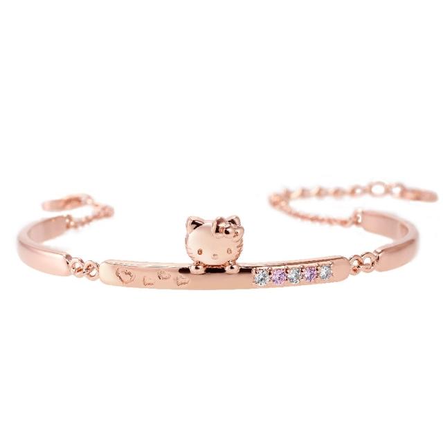 【2sweet 甜蜜約定】Hello Kitty玫瑰金系列純銀手鍊(甜蜜約定 KT 玫瑰金銀飾)