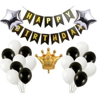 黑色魚尾掛旗生日套餐1組(生日 生日氣球 派對 生日派對)