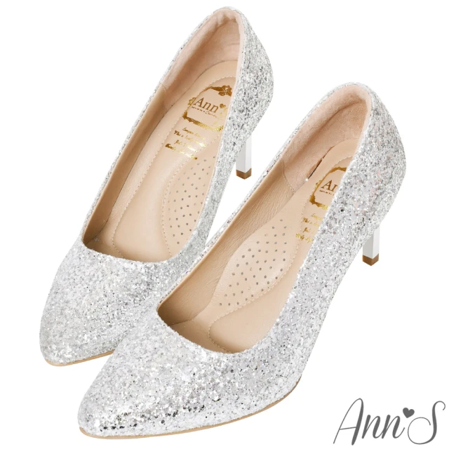 【Ann’S】銀河碎石亮片電鍍鞋跟尖頭高跟鞋7.5cm(銀)