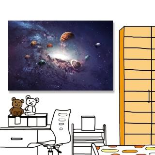 【24mama 掛畫】單聯式 油畫布 水星 金星 地球 火星 木星 土星 天王星 海王星 無框畫-60x40cm(太陽系行星)
