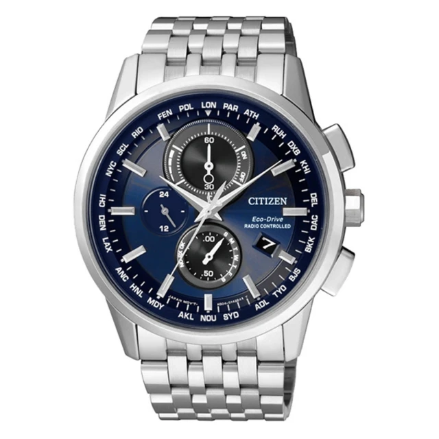 【CITIZEN 星辰】Eco-Drive 超時空武者電波計時腕錶-藍x銀(AT8110-61L)