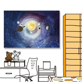【24mama 掛畫】單聯式 油畫布 星雲 宇宙 星星 無框畫-60x40cm(太空行星)
