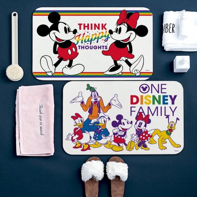 【收納王妃】Disney 迪士尼彩虹米奇 硬式珪藻土 吸水地墊 腳踏墊尺寸:60x39x0.9cm