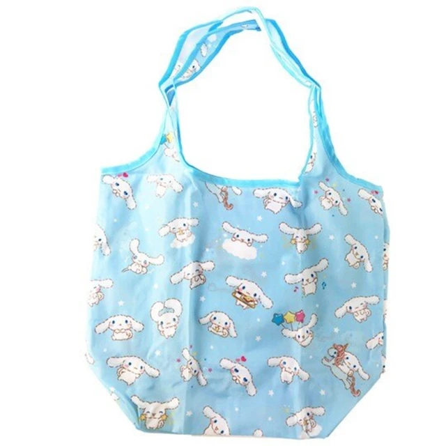【小禮堂】大耳狗 折疊尼龍環保購物袋 環保袋 側背袋  藍 獨角獸