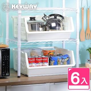 【KEYWAY 聯府】特大莉佩可疊式置物籃 附輪-6入(堆疊收納 開放架 MIT臺灣製造)