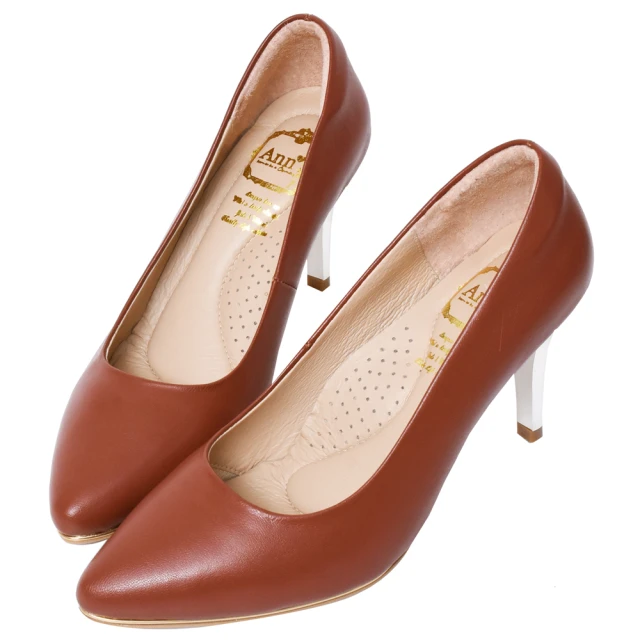 【Ann’S】優雅韻味-頂級小羊皮夾心電鍍銀跟尖頭鞋8.5cm(棕)