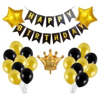 黑金色系魚尾掛旗生日套餐1組(生日 生日氣球 派對 生日派對)