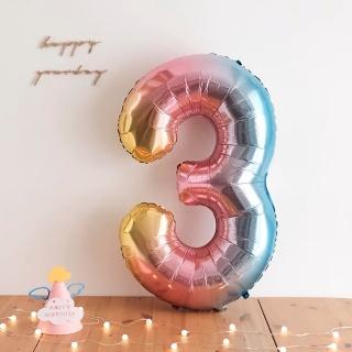夢幻馬卡龍漸層40寸數字氣球1個-數字任選(生日派對 求婚告白 畢業跨年 週年紀念 寶寶周歲 佈置)
