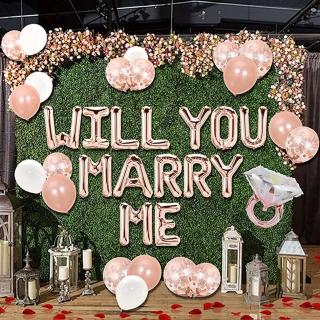 鑽石級浪漫MARRY ME求婚氣球套組1組(求婚佈置 氣球 派對 婚禮告白 佈置)
