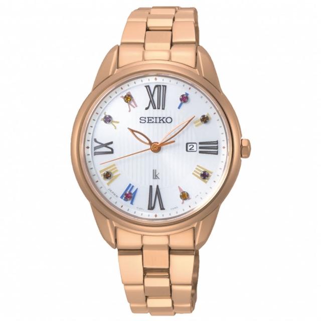 【SEIKO 精工】LUKIA 限量甜蜜時光太陽能女錶-玫瑰金x白/32.9mm 雙12限定(SUT368J1/V137-0DC0G)