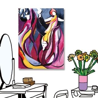 【24mama 掛畫】單聯式 油畫布 抽象 舞蹈 女人 藝術 無框畫-30x40cm(舞蹈)