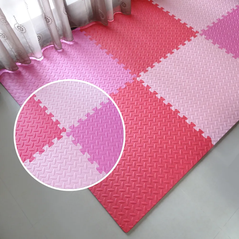 【Abuns】居家風鐵板紋62CM淺粉色大巧拼地墊-附收邊條(6片裝-適用0.7坪)