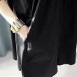 【ACheter】韓版純色素面風衣款設計中長版棉麻長袖襯衫#108169現貨+預購(黑色)