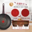 【Tefal 特福】法國製烈焰武士系列28CM不沾鍋炒鍋+玻璃蓋