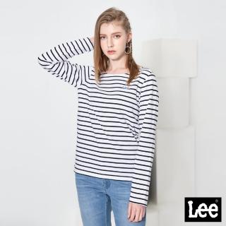 【Lee 官方旗艦】女裝 長袖T / 清新百搭條紋 經典白 季節性版型(LL200318K15)