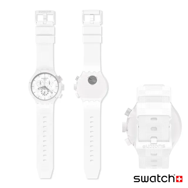 【SWATCH】BIG BOLD系列手錶CHEQUERED WHITE 白色時空 瑞士錶 錶(47mm)