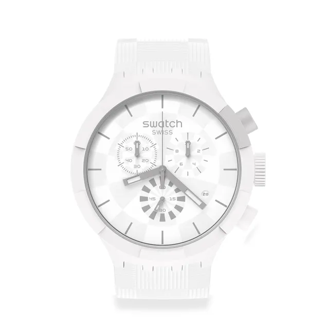 【SWATCH】BIG BOLD系列手錶CHEQUERED WHITE 白色時空 瑞士錶 錶(47mm)