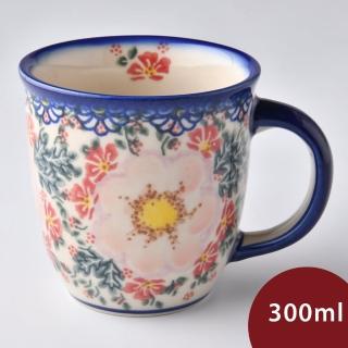 【美學生活 波蘭陶】波蘭陶 Vena 卡布其諾杯 水杯 茶杯 咖啡杯 馬克杯 300 ml 波蘭手工製(映雪紅梅系列)