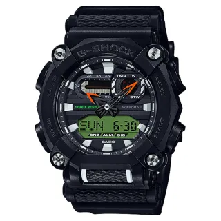 【CASIO 卡西歐】G-SHOCK 潮流工業風雙顯計時手錶-黑 女王節(GA-900E-1A3)