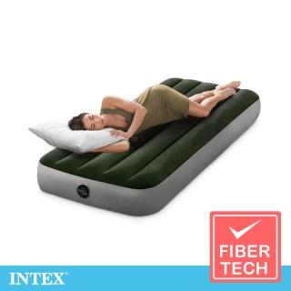 【INTEX 原廠公司貨】經典單人型fiber-tech充氣床墊 綠絨-寬76cm(64106)