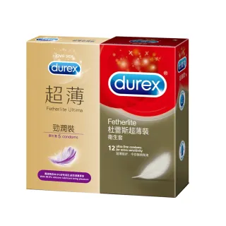 【Durex杜蕾斯】超薄勁潤裝5入+超薄裝12入保險套(共17入)