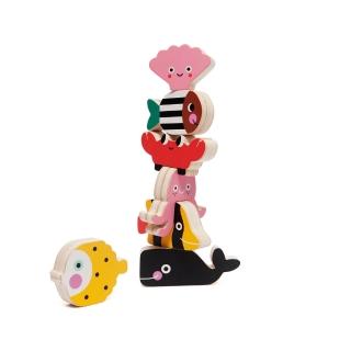 【荷蘭Petit Monkey】經典木玩-海洋動物疊疊樂 3Y+(木頭玩具)