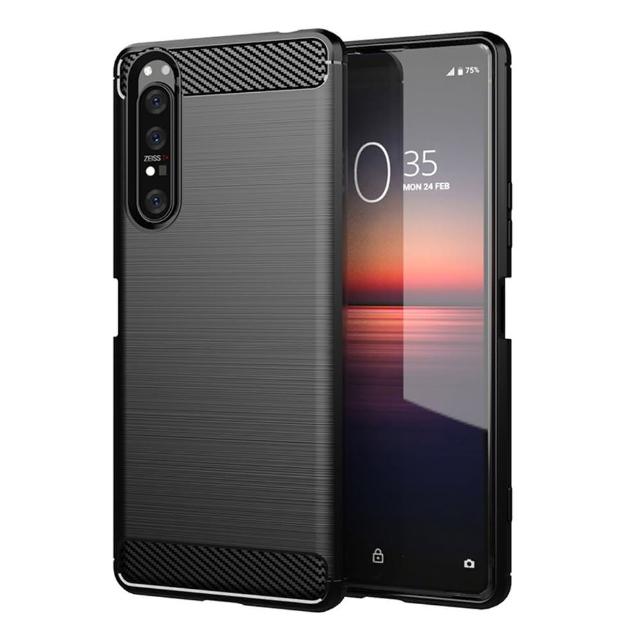 【YANG YI 揚邑】Sony Xperia 1 II 碳纖維拉絲紋軟殼散熱防震抗摔手機殼-黑