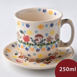 【美學生活 波蘭陶】波蘭陶 Vena 咖啡杯盤組 馬克杯 點心盤 250ml 波蘭手工製(春雨新露系列)