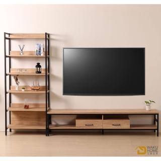 【WAKUHOME 瓦酷傢俱】格萊斯原切木工業風收納展示架+7尺電視櫃B001-701+708-B
