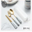 【Mega】奢華鈦金大理石紋餐具組(筷子+湯匙+叉子 環保餐具)